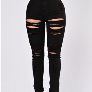 High Waisted Distressed Jeans